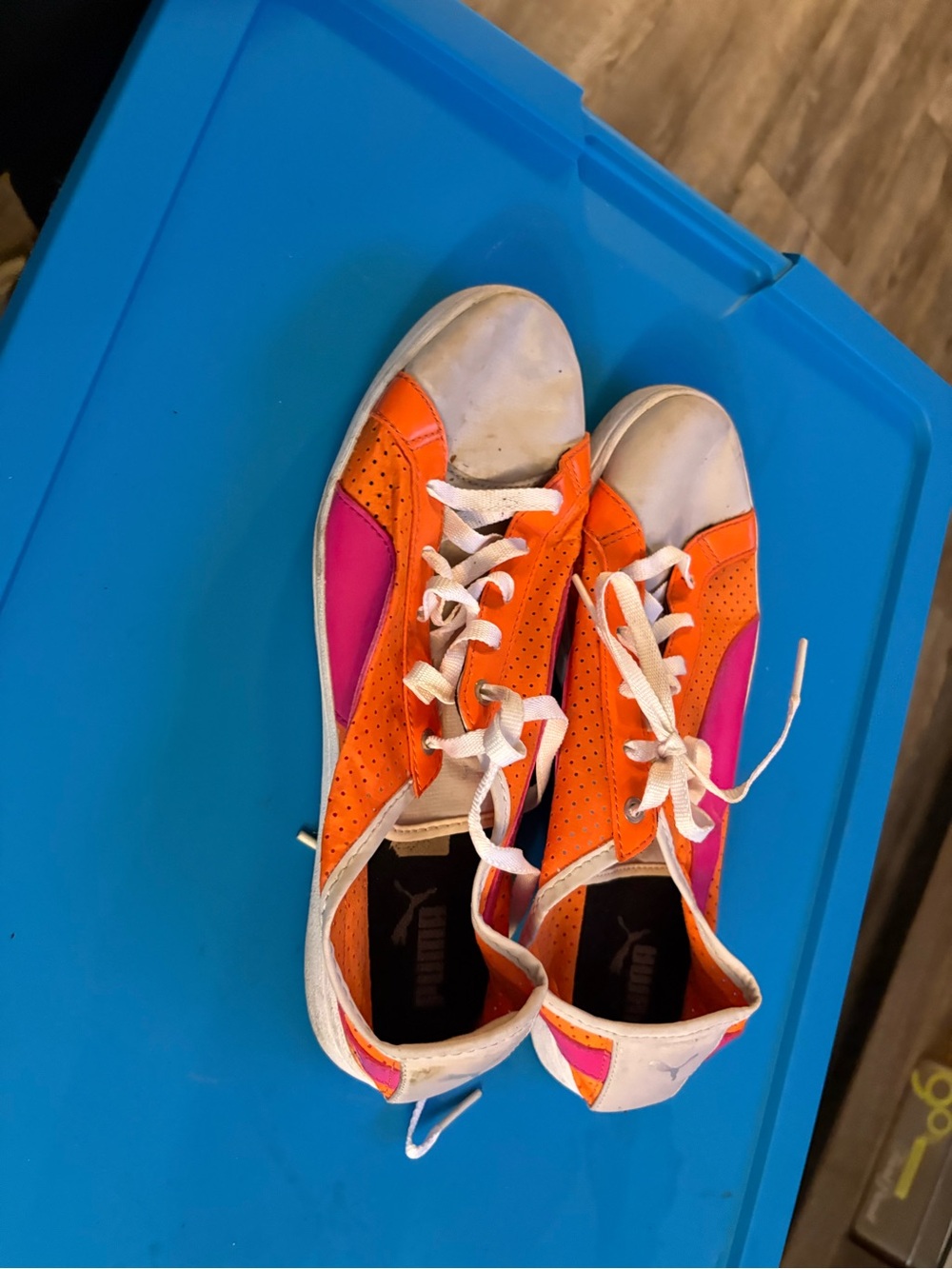 Puma Kids Orange and Pink Low-Top Lace-Up Sneakers